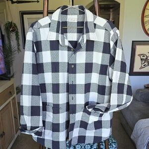 AYR The DIVE Holstein Black and White Checkered flannel Shirt  Jacket Large